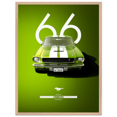 1966 Shelby GT350 Fastback Poster - Iconic Green & White Racing Stripes | Premium Framed Art, Ready-to-Hang - Vibrantwalls