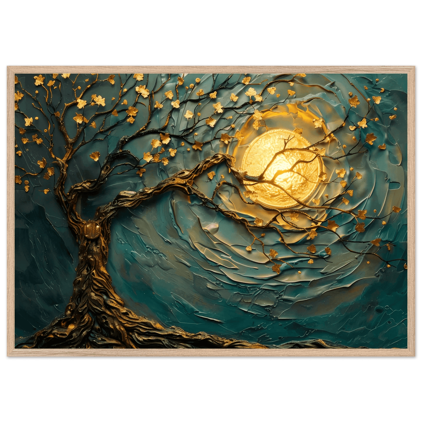 Teal Gold Tree of Life Pendant - Elegance in Nature's Design - Vibrantwalls