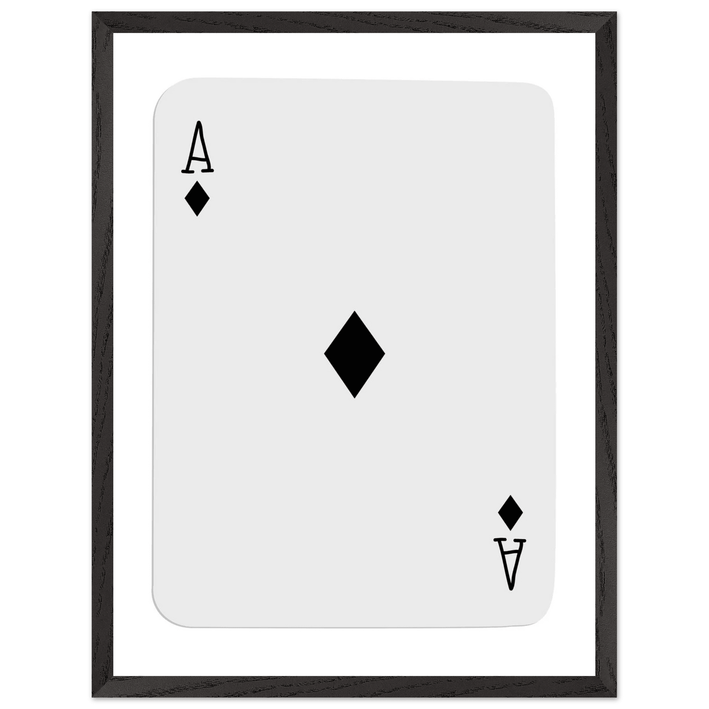 Minimalist Ace of Diamonds Poker Card Art Print - Framed Wall Decor with Eco-Friendly Wood Frame - Vibrantwalls