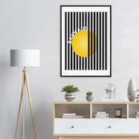 Bauhaus Yellow Circle Wall Art with Modern Stripes - Vibrantwalls