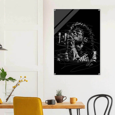 Michael Jackson Acrylic Print - Abstract Black & White Sketch Modern Wall Art in Multiple Sizes - Vibrantwalls