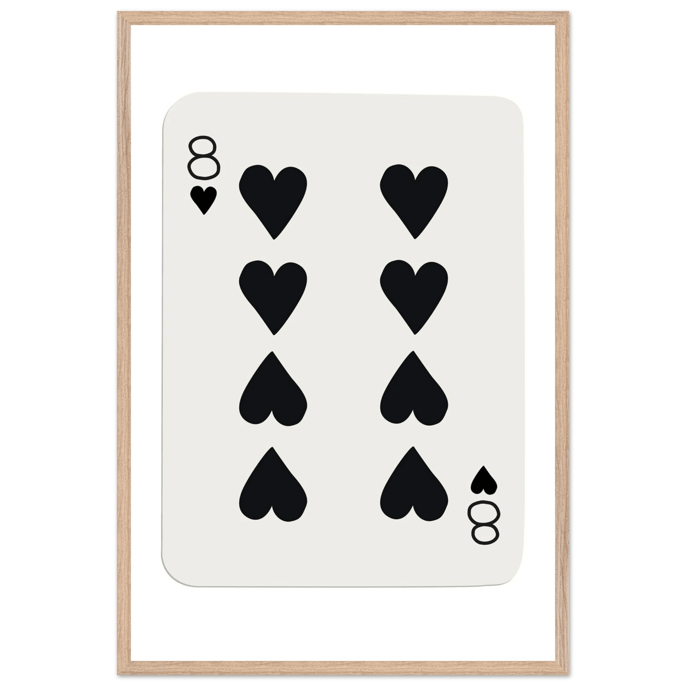 Minimalist Eight of Hearts Poker Card Print - Framed Wall Art, Sustainable Wood Frame, Choose Your Finish & Size - Vibrantwalls
