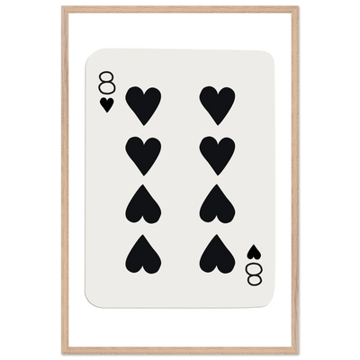 Minimalist Eight of Hearts Poker Card Print - Framed Wall Art, Sustainable Wood Frame, Choose Your Finish & Size - Vibrantwalls
