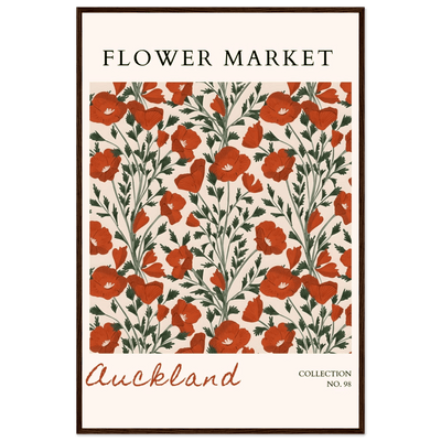 Auckland Flower Market Framed Poster – Vibrant Poppy Art Print | Ready-to-Hang Floral Decor - Vibrantwalls
