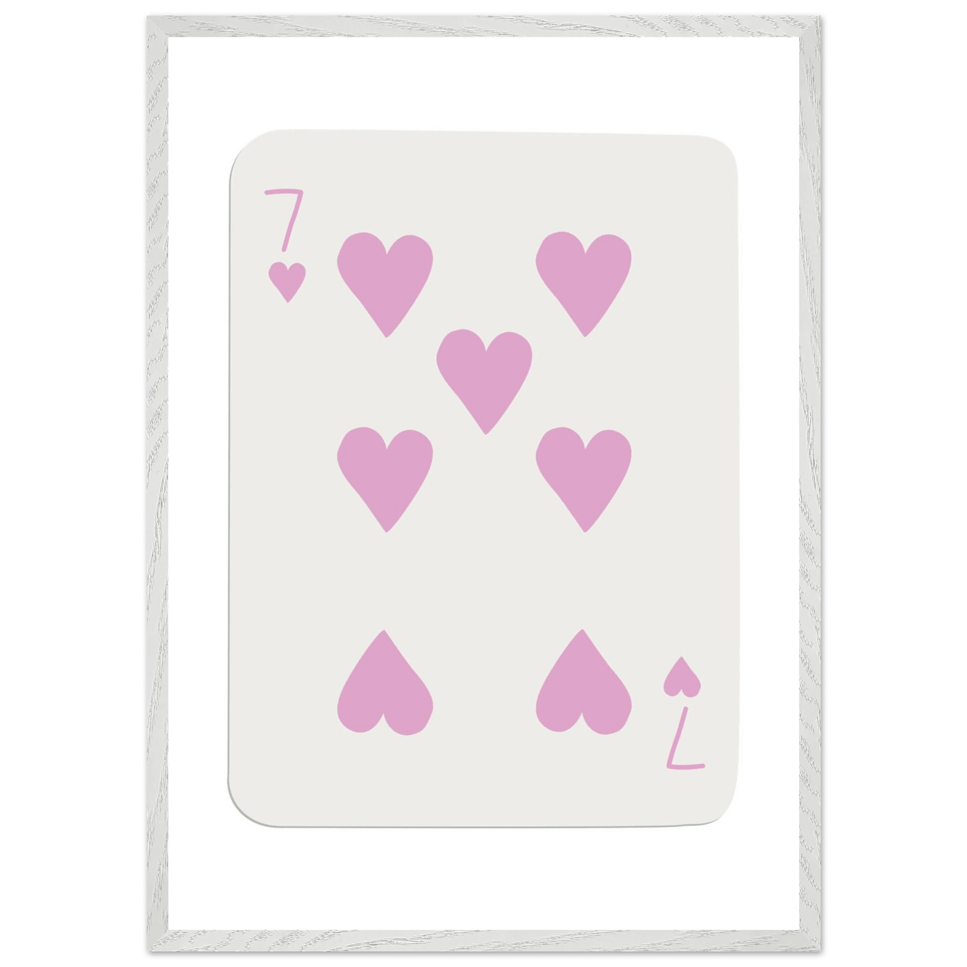 Charming Seven of Hearts Poker Card Print - Mounted Framed Poster Art with Eco-Friendly Wood Frame - Vibrantwalls
