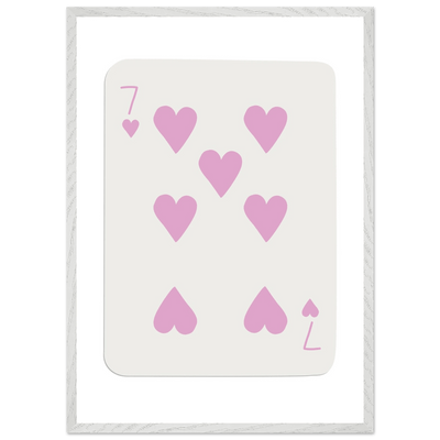 Charming Seven of Hearts Poker Card Print - Mounted Framed Poster Art with Eco-Friendly Wood Frame - Vibrantwalls