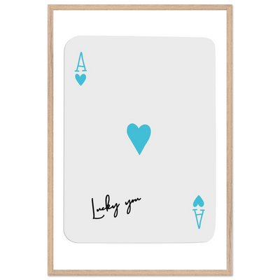 Ace of Hearts Poker Card Print - 'Lucky You' Framed Art, Eco-Friendly Wood Frame in Custom Finish - Vibrantwalls