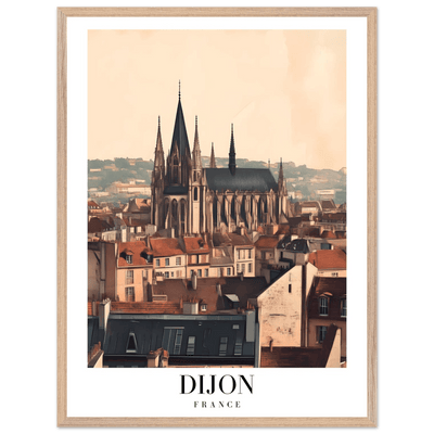 Dijon France Framed Poster – Vintage European Cityscape Wall Art with Wooden Frame - Vibrantwalls
