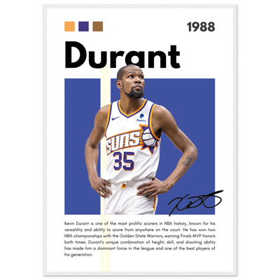 Kevin Durant Slim Reaper Suns Framed Poster A1 (59.4 x 84.1 cm) White frame Vibrantwalls