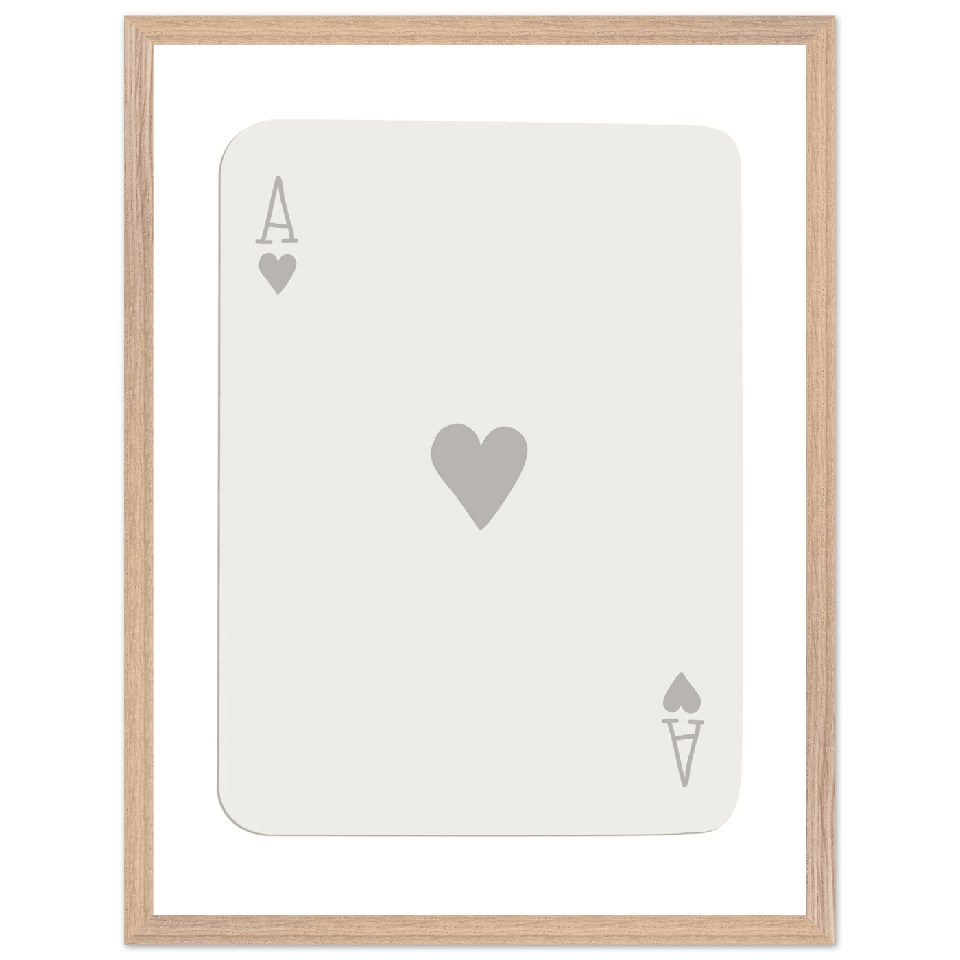 Minimalist Ace of Hearts Poker Card Art - Eco-Friendly Framed Poster Print in Various Sizes & Frame Finishes - Vibrantwalls