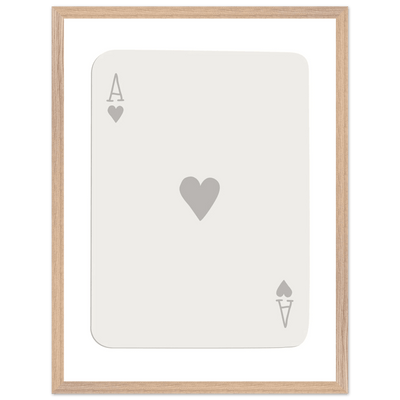 Minimalist Ace of Hearts Poker Card Art - Eco-Friendly Framed Poster Print in Various Sizes & Frame Finishes - Vibrantwalls