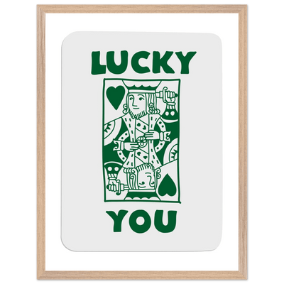 Lucky You Poker King of Hearts Print - Mounted Eco-Friendly Framed Poster Art in Dark Green - Vibrantwalls