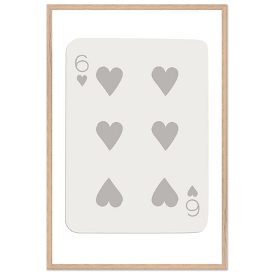 Minimalist Six of Hearts Card Print - Framed Poster Art with Eco-Friendly Wood Frame - Perfect for Modern Decor - Vibrantwalls