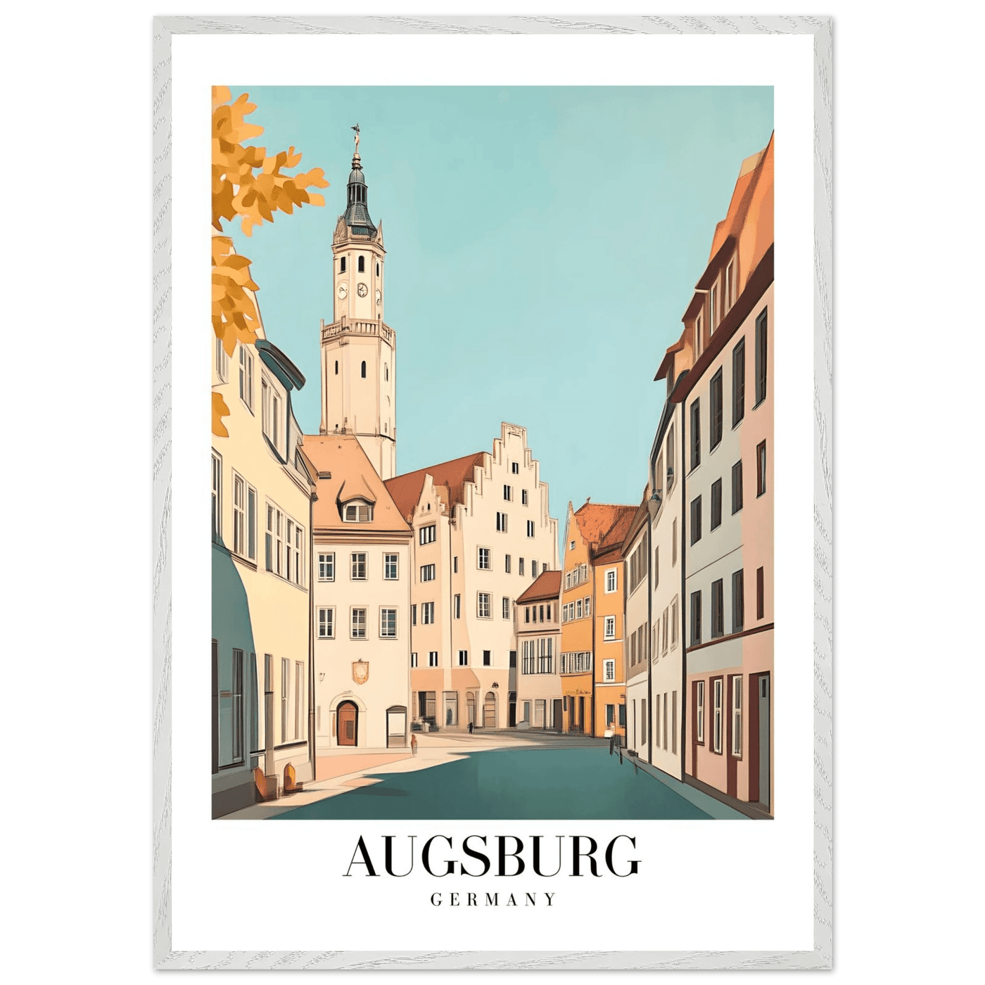 Augsburg Germany Framed Poster – Vintage European Cityscape Wall Art with Wooden Frame in Various Sizes - Vibrantwalls