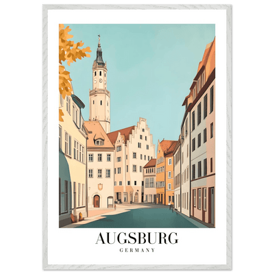Augsburg Germany Framed Poster – Vintage European Cityscape Wall Art with Wooden Frame in Various Sizes - Vibrantwalls