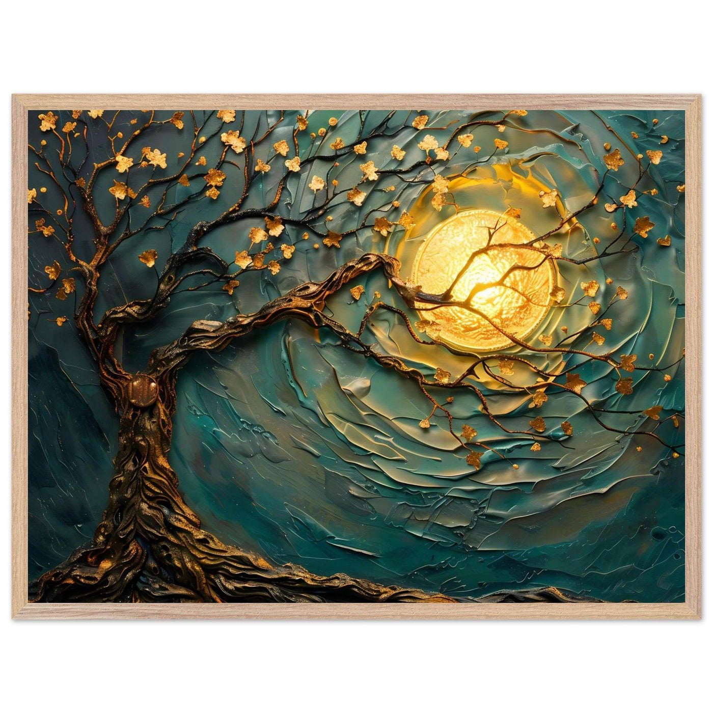 Teal Gold Tree of Life Pendant - Elegance in Nature's Design - Vibrantwalls
