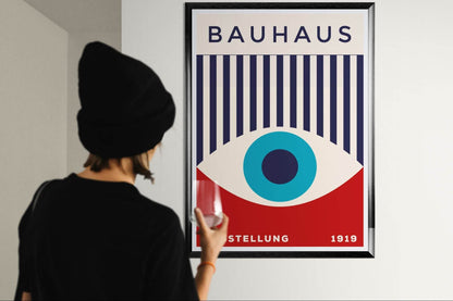 Bauhaus Geometric Eye 1919 Movement Style Design Poster Wall Art - Vibrantwalls