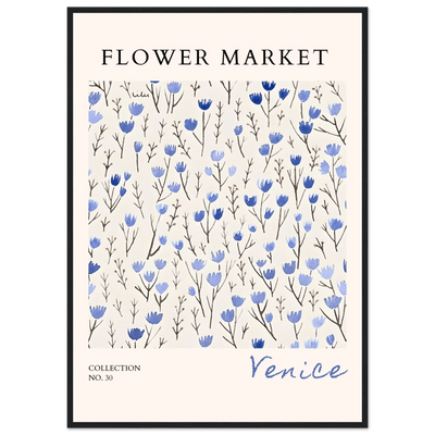 Venice Flower Market Framed Poster – Serene Blue Floral Art Print | Ready-to-Hang Wall Decor - Vibrantwalls