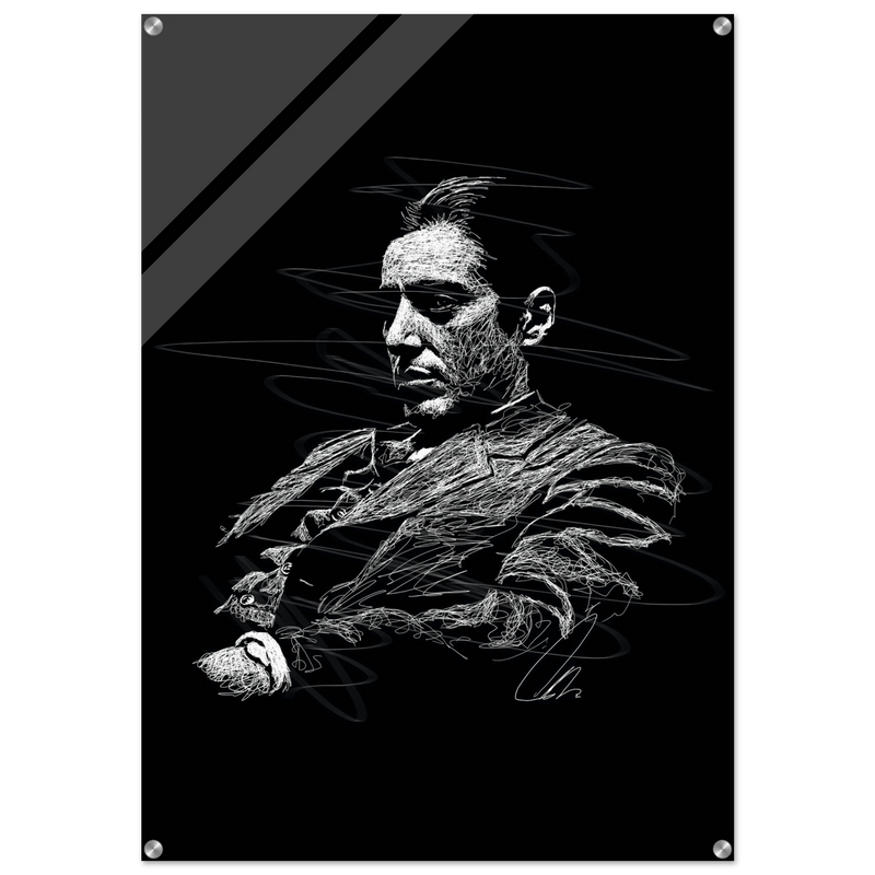 Al Pacino Scarface Sketch Art Acrylic Print – Iconic, Dynamic, Black & White Wall Decor - Vibrantwalls