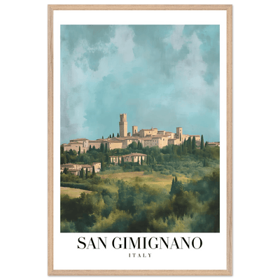 San Gimignano Italy Framed Poster – Vintage Tuscan Countryside Wall Art with Wooden Frame - Vibrantwalls