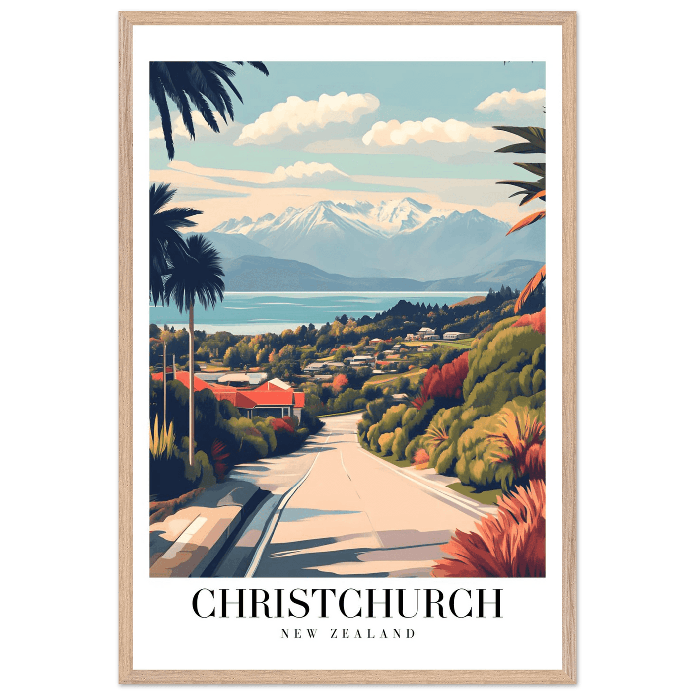 Christchurch New Zealand Framed Poster – Vintage Travel Wall Art with Wooden Frame - Vibrantwalls