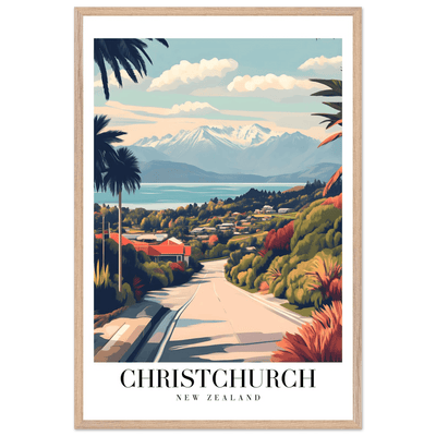 Christchurch New Zealand Framed Poster – Vintage Travel Wall Art with Wooden Frame - Vibrantwalls