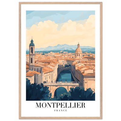 Montpellier France Framed Poster – Vintage Travel Wall Art with Wooden Frame - Vibrantwalls