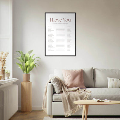 I Love You in 20 Languages - Mounted Framed Art Print, Eco-Friendly Wood Frame in Your Choice of Style - Vibrantwalls