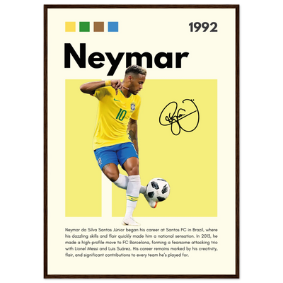 Neymar Jr. Brazilian Football Legend Framed Poster – Vibrant Pop Art Football Print A1 (59.4 x 84.1 cm) Dark wood frame Vibrantwalls