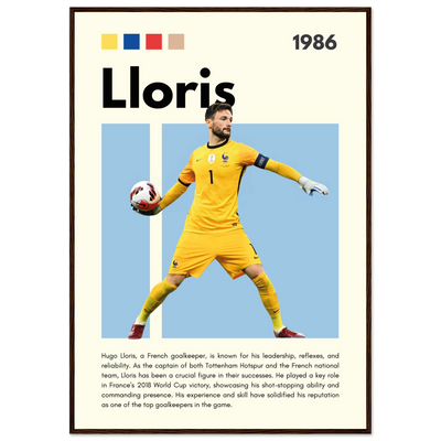 Hugo Lloris France Goalkeeper Football Poster 70x100 cm 28x40″ Dark wood frame Vibrantwalls