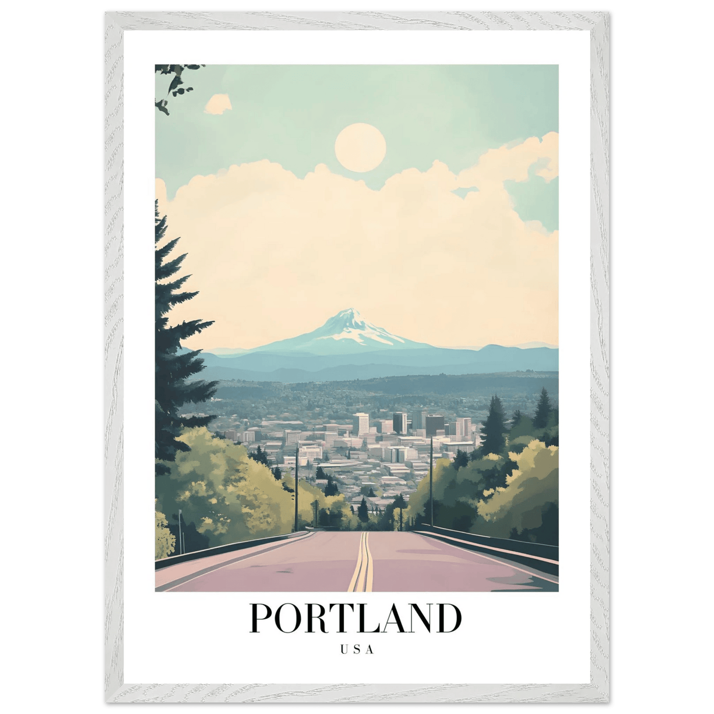 Portland Oregon Framed Poster – Mid-Century Modern Travel Art with Your Choice of Frame - Vibrantwalls