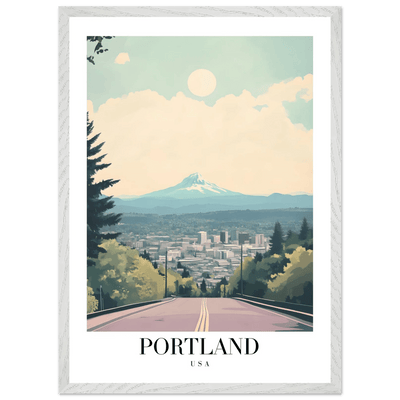 Portland Oregon Framed Poster – Mid-Century Modern Travel Art with Your Choice of Frame - Vibrantwalls