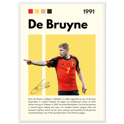 Kevin De Bruyne Football Legend Framed Poster – Vibrant Pop Art Print for Modern Fans 50x70 cm 20x28″ White frame Vibrantwalls