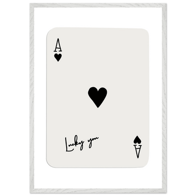 Lucky Ace of Hearts Framed Poster Art - Playful Poker Card Print in Eco-Friendly Wood Frame - Vibrantwalls