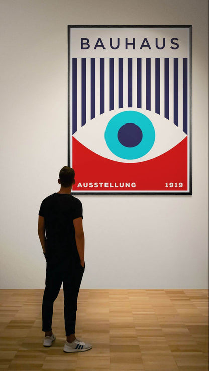 Bauhaus Geometric Eye 1919 Movement Style Design Poster Wall Art - Vibrantwalls