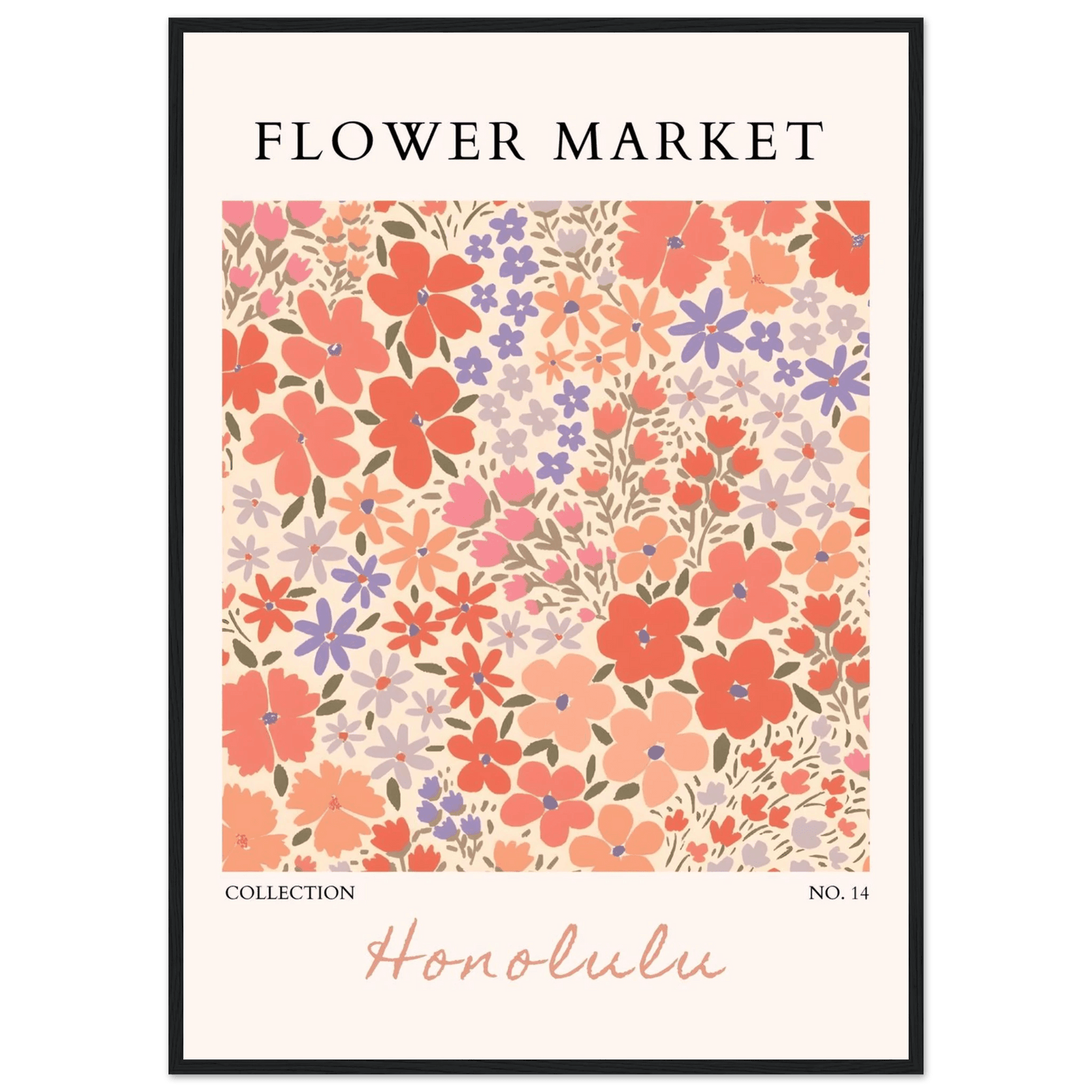 Flower Market Honolulu Framed Poster – Vibrant Floral Art Print | Ready-to-Hang Wall Decor - Vibrantwalls
