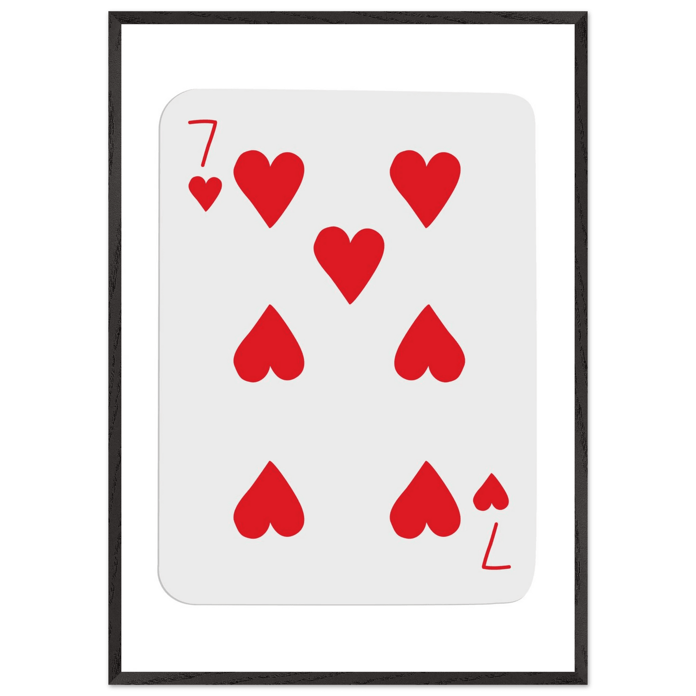 Lucky 7 of Hearts Poker Card Print - Mounted Framed Wall Art, Eco-Friendly Wood Frame & Multiple Sizes - Vibrantwalls