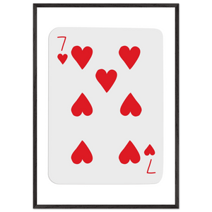 Lucky 7 of Hearts Poker Card Print - Mounted Framed Wall Art, Eco-Friendly Wood Frame & Multiple Sizes - Vibrantwalls