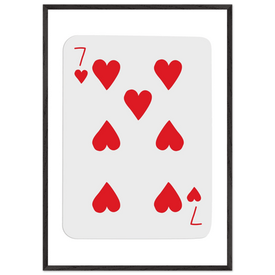 Lucky 7 of Hearts Poker Card Print - Mounted Framed Wall Art, Eco-Friendly Wood Frame & Multiple Sizes - Vibrantwalls
