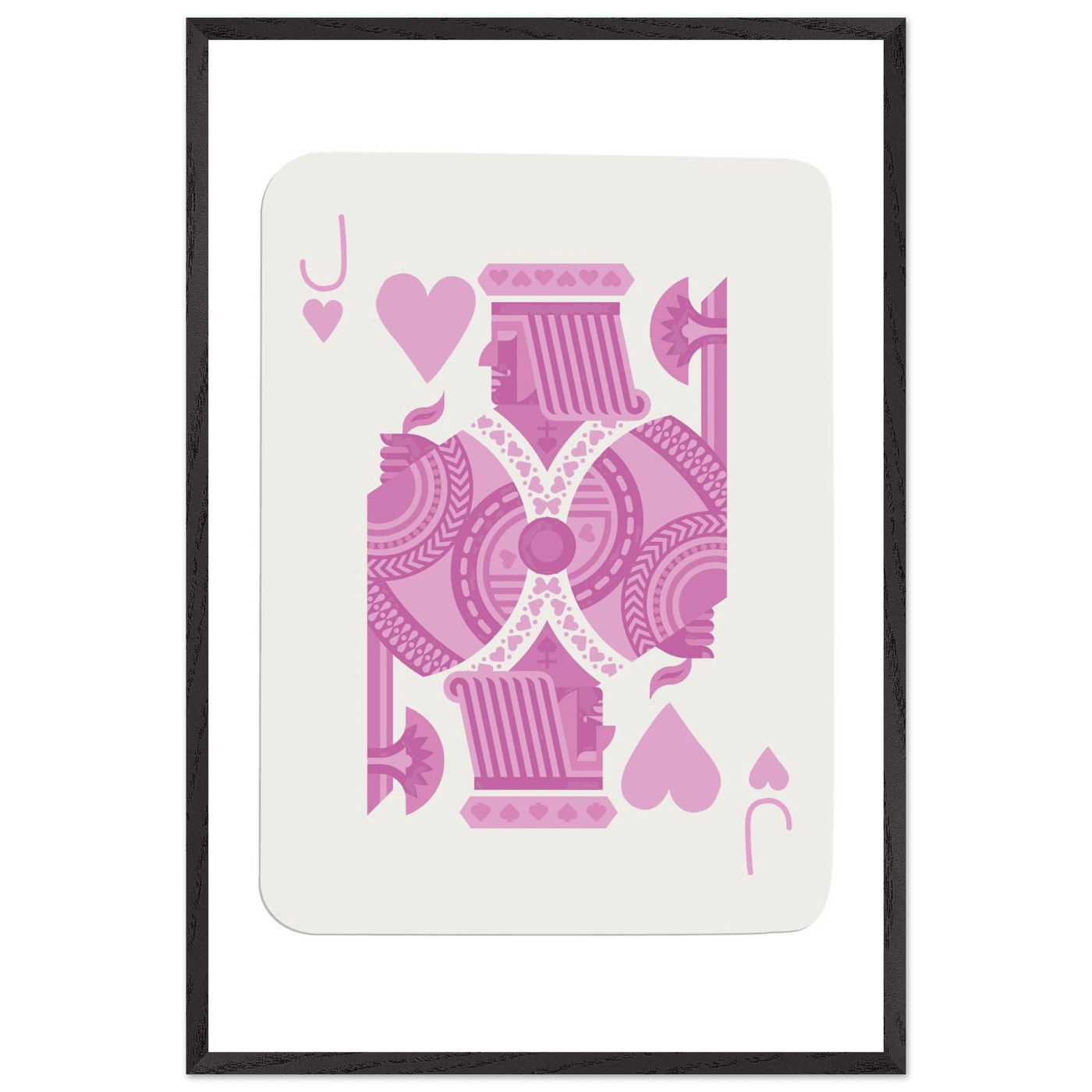 Jack of Hearts Poker Card Print - Eclectic Pink Framed Art - Eco-Friendly Wood Frame, Ready-to-Hang Decor - Vibrantwalls