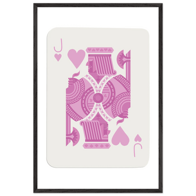 Jack of Hearts Poker Card Print - Eclectic Pink Framed Art - Eco-Friendly Wood Frame, Ready-to-Hang Decor - Vibrantwalls