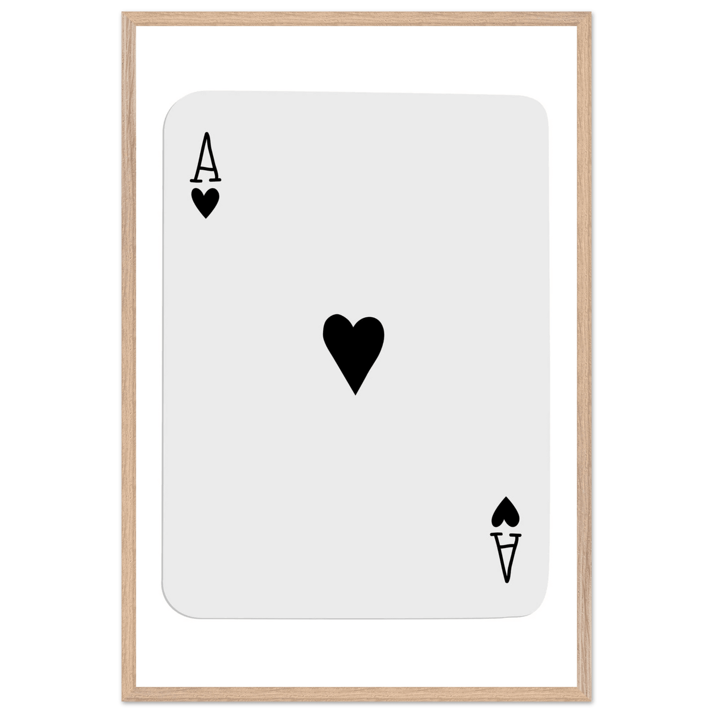 Ace of Hearts Minimalist Poker Card Art - Eco-Friendly Mounted Framed Poster, Choice of Frame Finish & Size - Vibrantwalls
