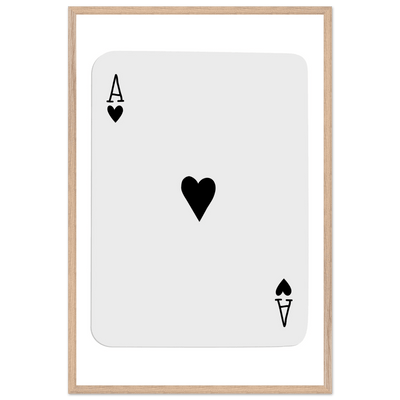 Ace of Hearts Minimalist Poker Card Art - Eco-Friendly Mounted Framed Poster, Choice of Frame Finish & Size - Vibrantwalls