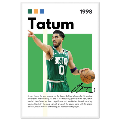 Jayson Tatum Boston Celtics Star Framed Poster 60x90 cm 24x36″ White frame Vibrantwalls