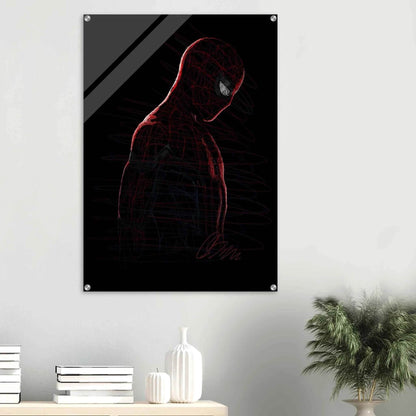 Abstract Spider-Man Acrylic Print – Dynamic, Modern, Scribble Art Wall Decor in Various Sizes - Vibrantwalls