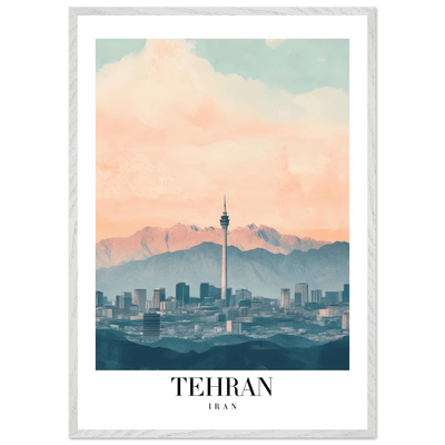 Tehran Iran Framed Poster – Serene Cityscape Wall Art with Customizable Wooden Frame & Sizes - Vibrantwalls