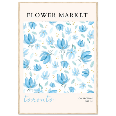 Toronto Flower Market Wall Art – Delicate Blue Floral & Gold Dot Prints | Framed & Ready-to-Hang - Vibrantwalls