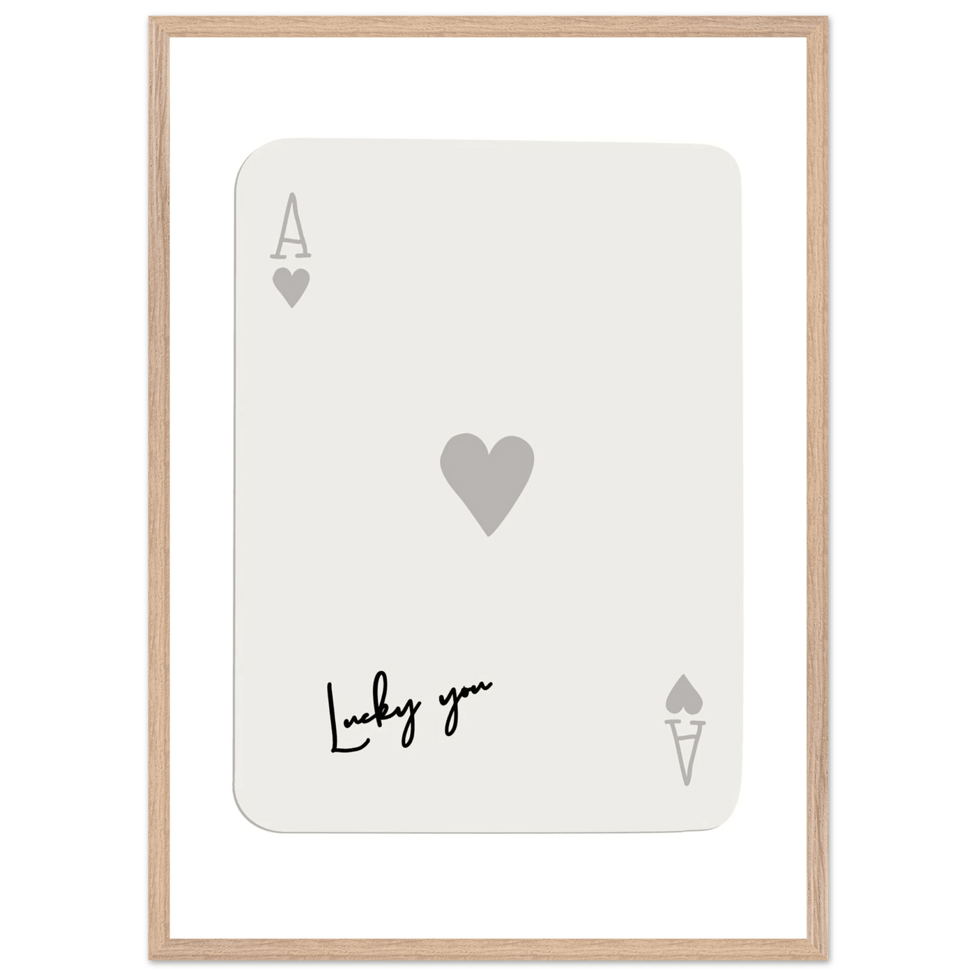 Lucky You Ace of Hearts Poker Card Print - Framed Eco-Friendly Wood Poster Art for Game Lovers - Vibrantwalls