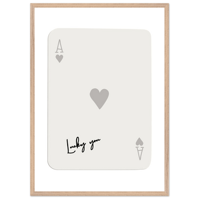 Lucky You Ace of Hearts Poker Card Print - Framed Eco-Friendly Wood Poster Art for Game Lovers - Vibrantwalls