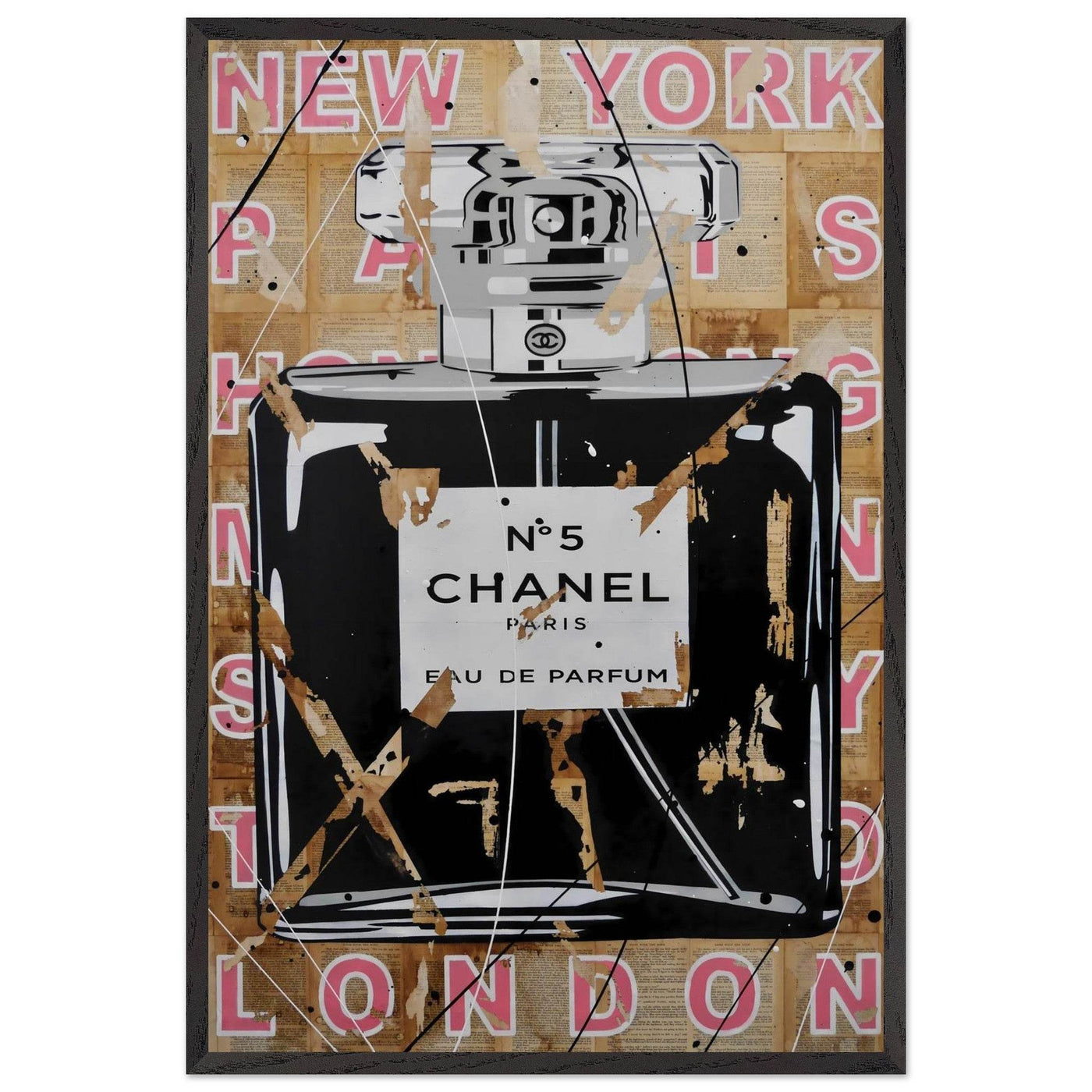 Chanel No. 5 Abstract Luxury Perfume Art Print – Premium Framed Pop Art for Modern Interiors - Vibrantwalls